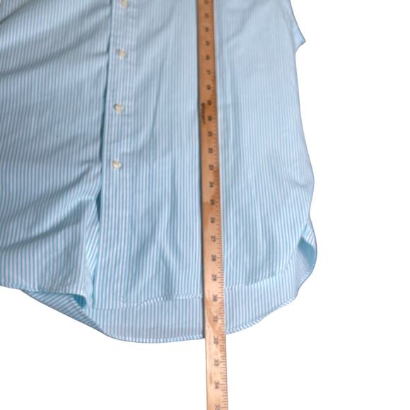 Ralph Lauren Custom Fit Men XXL Long Sleeve Button Down Teal Stripes Pink Pony - Picture 10 of 10